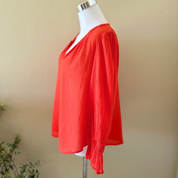 VELVET 3/4 sleeve 100% Cotton Orange Poppy Blouse Size Small - Picture 5 of 9